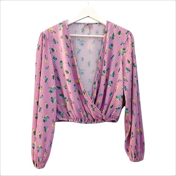 ASOS Design Pink Floral Pleated Crop Top size 8 - Picture 4 of 9